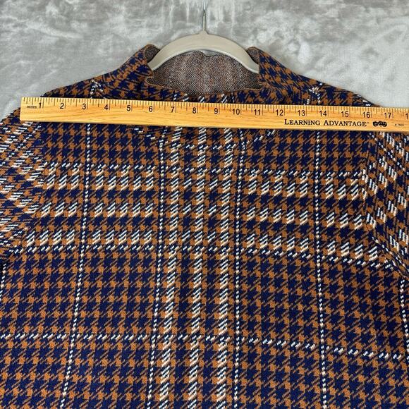 Appleseeds Mock Neck Sweater Women's Petite Large Brown‎ Navy Houndstooth (0736) - Picture 7 of 10